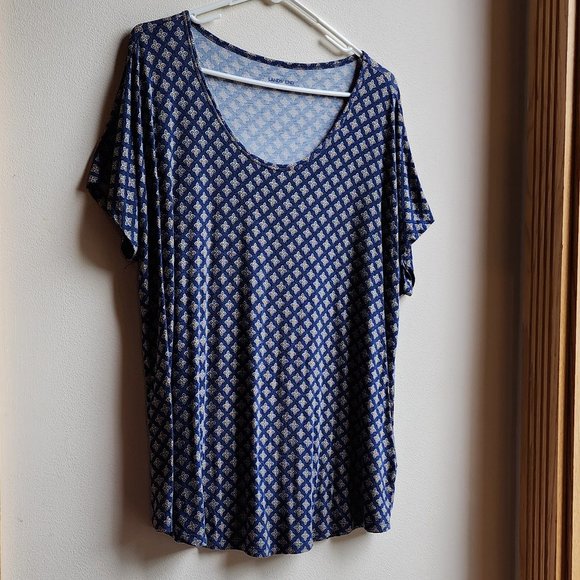 Land's End Geometric Print Scoop Neck Jersey Size Large - Picture 3 of 12
